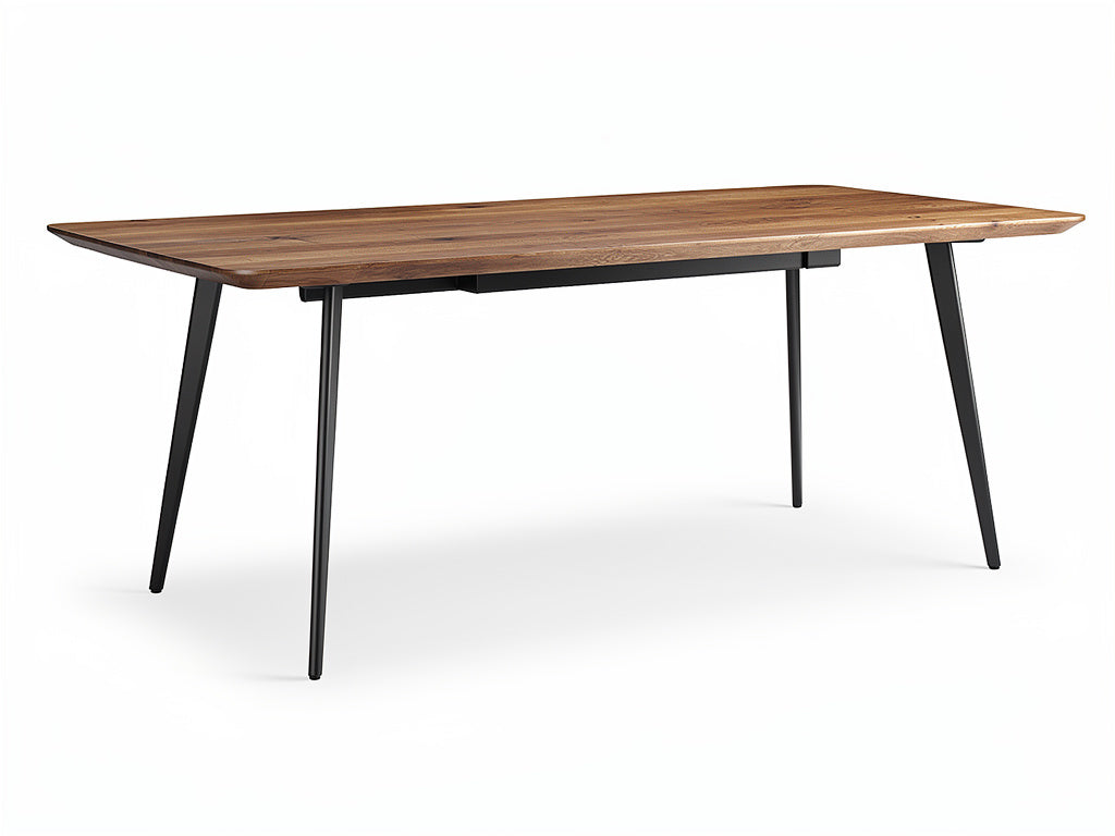 Moderner Esstisch mit Holzplatte und Metallgestell
