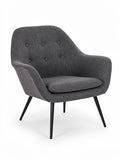 Modernes graues Sessel-Design mit stoffbezogenem Sitz und eleganten Metallbeinen