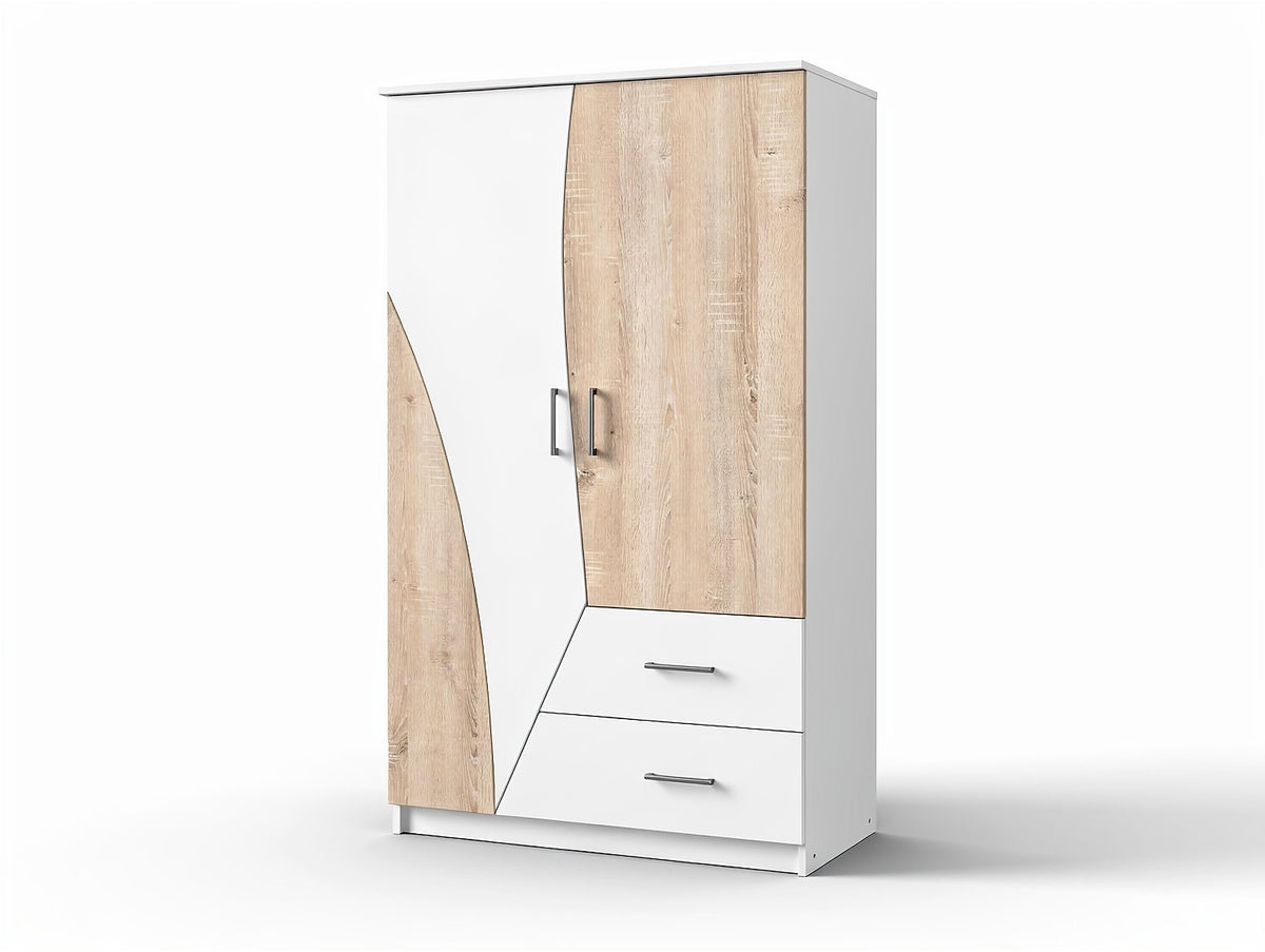 Moderne Kommode mit Holz- und Weißakzenten
