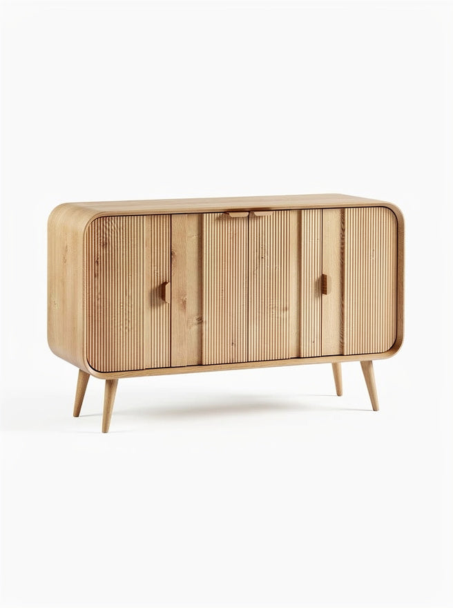 Modernes Holzsideboard mit geriffelter Oberfläche